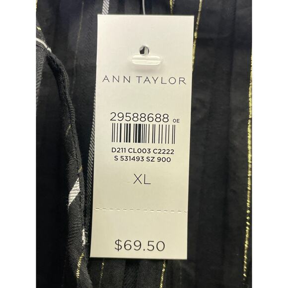 Ann Taylor Black and White Striped Blouse - Picture 2 of 11